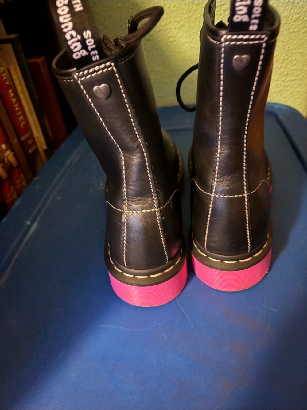 Dr. Martens Combat Boots with Pink Sole - Picture 3 of 4
